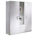 Rauch Evea Kleiderschrank 3-türig Weiss Hochglanz mit Spiegel und 3 Schubladen