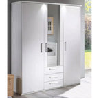 Rauch Evea Kleiderschrank 3-türig Weiss mit Spiegel, 3 Schubladen und LED-Beleuchtung oben