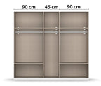Rauch Skandi Kleiderschrank 5-türig Champagner Innenansicht mit Kleiderstange, 3 Fächer 90-45-90 cm