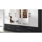 Rauch Hersbruck Kleiderschrank 5-türig mit Spiegeln und Schubladen in Graphit/Weiss