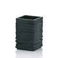 Schwarzer Zahnputzbecher Poseidon aus Polyresin mit Rillenstruktur, modernes Bad-Accessoire