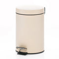 Kosmetikeimer Monaco 3 Liter in Beige Matt mit Fußpedal und Chromdetails für Bad und WC
