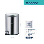 Kela Kosmetikeimer Monaco Edelstahl matt 3L - Silber Mülleimer für Bad und Küche