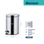 Kela Kosmetikeimer Monaco 3L silber Edelstahl glänzend mit Pedal