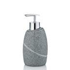 Seifenspender Talus in Grau mit Steinoptik und Chrompumpe, modernes Badaccessoire