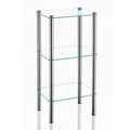 Glasregal Lars 40x30x76.5cm mit 3 Böden und verchromten Metallstangen, freistehend