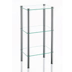 Glasregal Lars 40x30x76.5cm mit 3 Böden und verchromten Metallstangen, freistehend