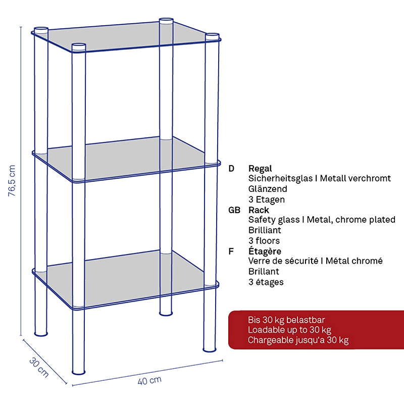 Lars petite étagère chromée