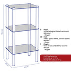 Regal Lars 40x30x76,5cm verchromt, 3 Etagen, Sicherheitsglas, bis 30kg belastbar