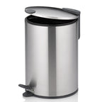 Kela Kosmetikeimer Mats aus Edelstahl mit Pedal und geöffnetem Deckel, 3 Liter, silber-schwarz