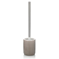 WC-Garnitur Ava von Kela aus Keramik in Taupe mit Rillendekor und verchromtem Edelstahlstiel
