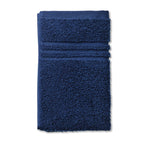 Kela Gästetuch Leonora in Marineblau, gefaltetes Baumwoll-Handtuch mit Streifenbordüre