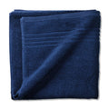 Kela Duschtuch Leonora in Marineblau, gefaltetes Baumwoll-Badetuch mit Streifenbordüre