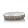 Kela Seifenschale Ava aus Keramik in Grau/Weiß mit Rillenstruktur, oval geformt
