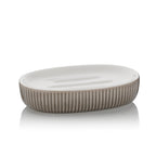 Kela Seifenschale Ava aus Keramik in Grau/Weiß mit Rillenstruktur, oval geformt