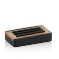 Kela Seifenschale Cube Schwarz mit Holzdeckel und schwarzen Stegen, modernes Badaccessoire