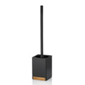 Kela Toilettengarnitur Cube in Schwarz mit Bambus-Sockel und WC-Bürste, modernes Design