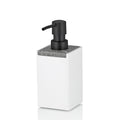 Kela Seifenspender Cube in Weiss mit schwarzer Pumpe und grauer Steinoptik-Abdeckung
