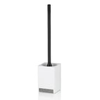 Kela Toilettengarnitur Cube in Weiß mit schwarzem Bürstengriff und Granit-Dekor-Element