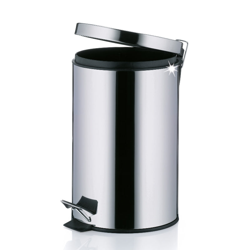 Poubelle à pédale Nila en acier inoxydable brillant, 12 l