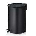 Kela Treteimer Mats 10L in Schwarz – runder Mülleimer mit Fußpedal und Soft-Close-Deckel