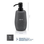 Kela Seifenspender Roda aus Zement in Grau, 200ml, 18cm hoch, 7,5cm Durchmesser, schwarze Pumpe