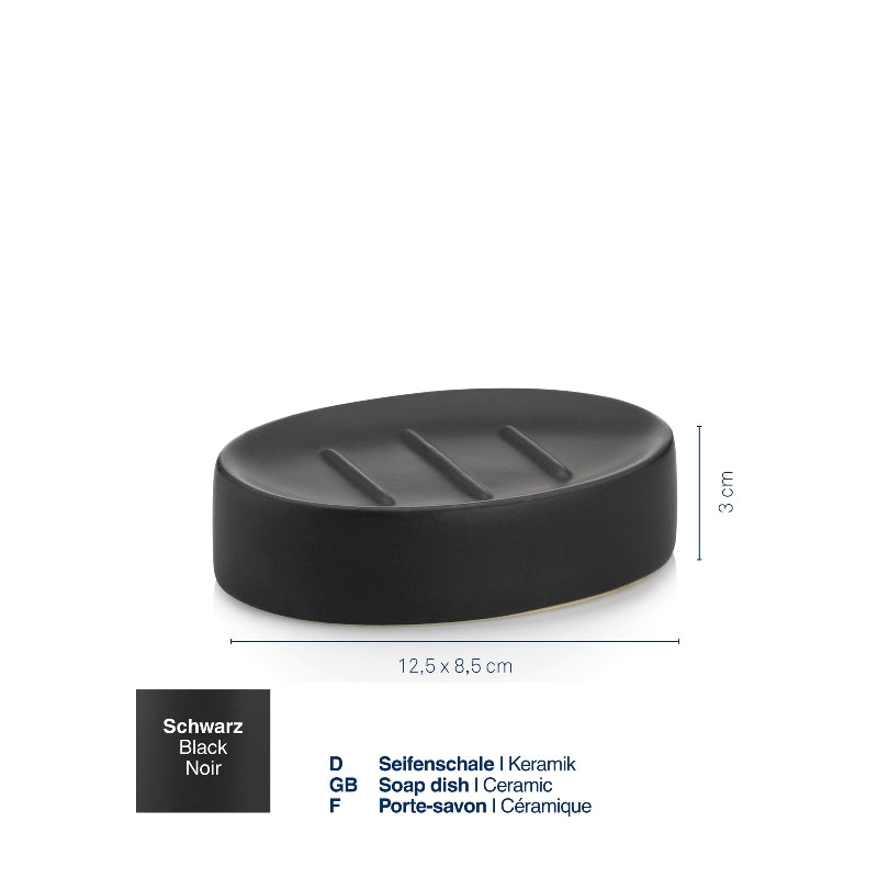 Porte-savon en céramique Matsi, noir mat