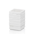 Kela Becher Poseidon aus Polyresin in Weiß mit modernem Rillendesign, quadratische Form