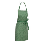 Kela Schürze Cora mit Blumenmuster in Grün, Küchenschürze mit Nackenband und Bindegürtel