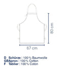 Maßzeichnung Kela Schürze Cora 67x80 cm, 100% Baumwolle, Blumenmuster grün