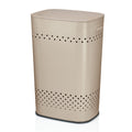 Kela Wäschebox Malaga in Beige mit Lochdesign und Deckel, stilvoller Wäschekorb aus Kunststoff
