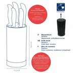 Kela Messerblock-Set Acida aus Bambus, 6-teilig, 24,5cm hoch, spülmaschinenfest, mit Maßangaben