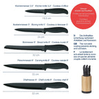 Kela Messerblock-Set Acida Bambus 6-teilig: Küchenmesser, Ausbeinmesser, Brotmesser, Tranchiermesser und Chefmesser