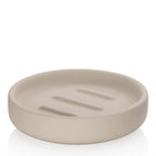 Kela Seifenschale Sana in Beige – runde Keramik-Seifenschale mit Rillen, matt, modern