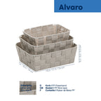 Kela Alvaro Korb-Set 3-teilig silbergrau, geflochtene PP-Faserband Aufbewahrungskörbe in verschiedenen Größen