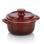 Kela Minigratin Malin in Rot – kleine Servier- und Auflaufform aus Keramik mit Deckel und Griffen