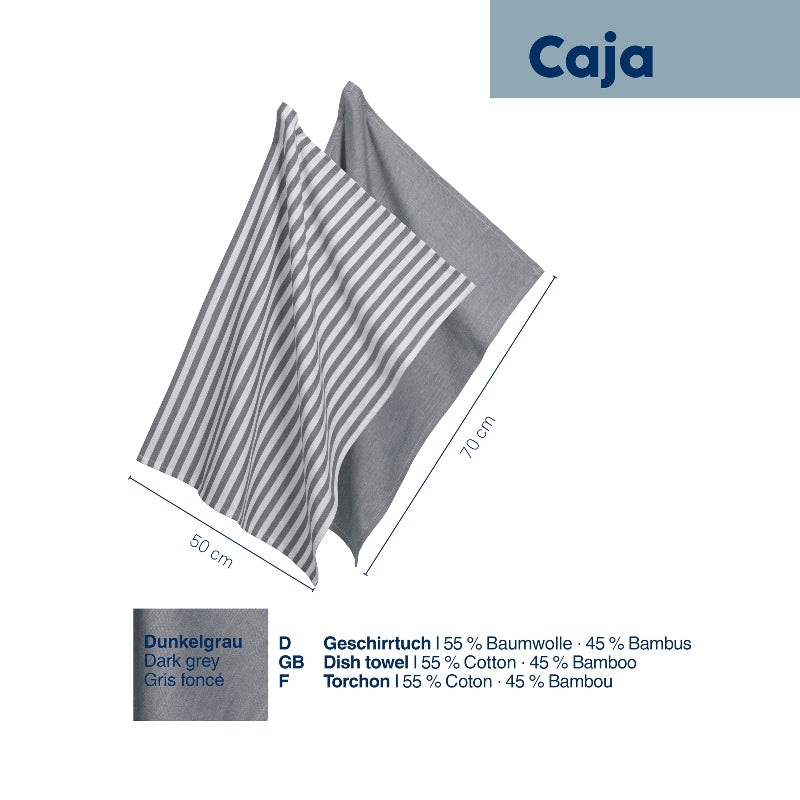 Torchon en bambou Caja, gris foncé