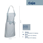 Kela Schürze Caja Rauchblau gestreift, 55% Baumwolle 45% Bambus, 80x67cm, mit Nackenbügel und Bindegürtel