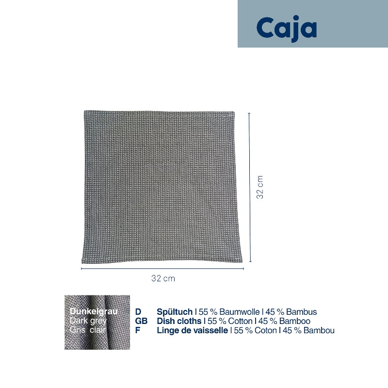 Torchons en bambou Caja, gris foncé
