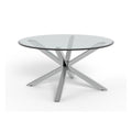 Heaven Couchtisch rund – Tischplatte klar gehärtetet Glas, 4 Stern Gestell Chrom Stahl