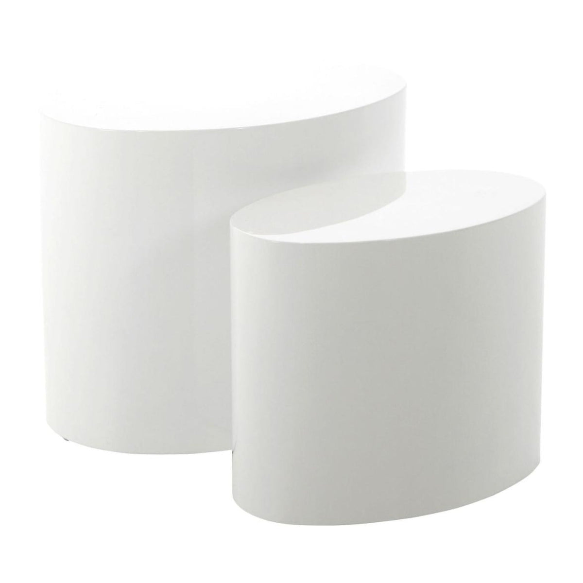 Mice Couchtischsatz oval – Tischplatte und Gestell Hochglanz weiss PU lackiert MDF mit Satz aus 2 Stück