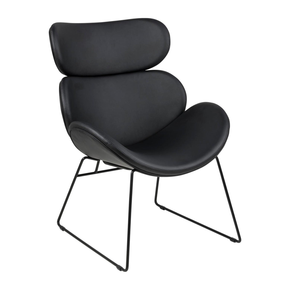 Cazar Loungestuhl – PU schwarz 55096-4, Kufe Gestell schwarz pulverbeschichtet Stahl
