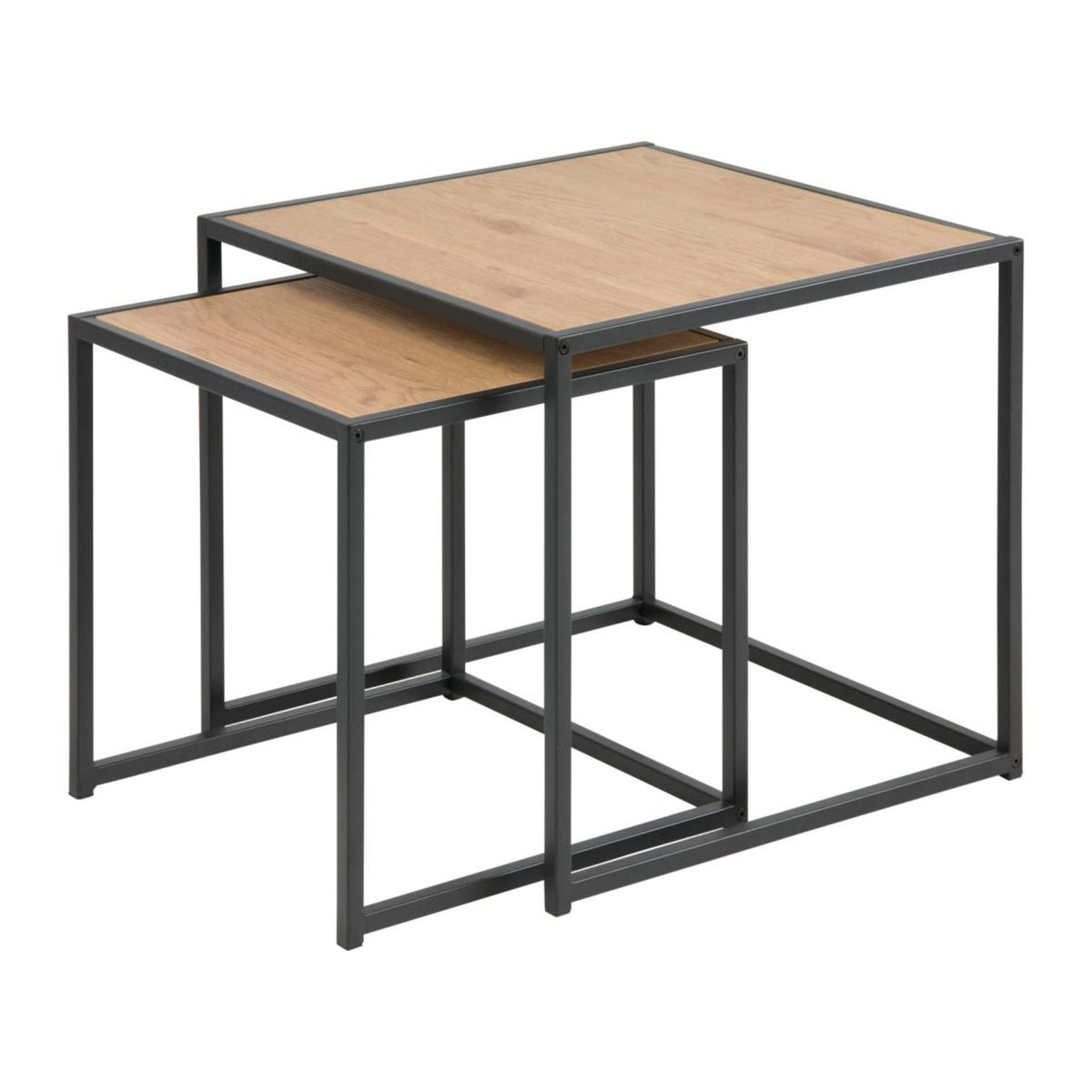 Seaford Satz mit Tischen quadratisch – Tischplatte matt Wildeiche rau Papier