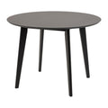 Roxby Esstisch rund – Tischplatte matt schwarz SH Lack Eiche Furnier, Gestell matt schwarz SH Lack Rubberwood