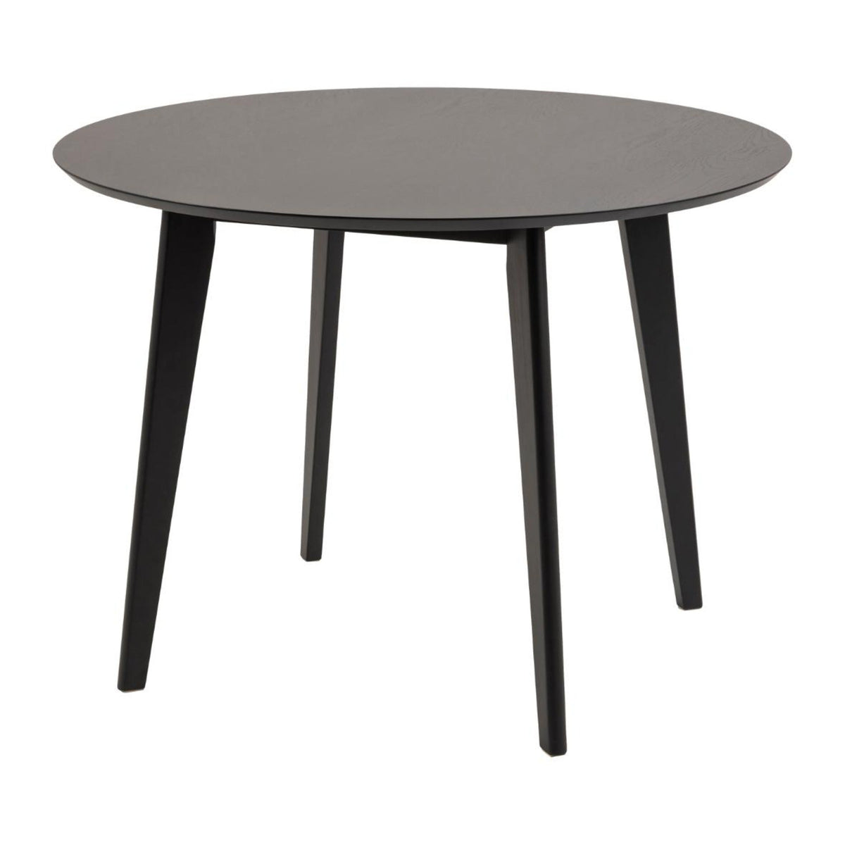 Roxby Esstisch rund – Tischplatte matt schwarz SH Lack Eiche Furnier, Gestell matt schwarz SH Lack Rubberwood