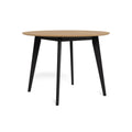 Roxby Esstisch rund – Tischplatte Eiche SH Lack Furnier, Gestell matt schwarz SH Lack Rubberwood
