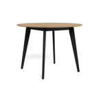 Roxby Esstisch rund – Tischplatte Eiche SH Lack Furnier, Gestell matt schwarz SH Lack Rubberwood
