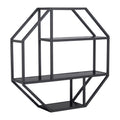 Seaford Wandregal achteckig – 4 Böden Esche schwarz rau Melamin mit asymmetrischem Detail