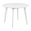 Roxby Esstisch rund – Tischplatte weiss SH lackiert MDF, Gestell weiss SH Lack Rubberwood