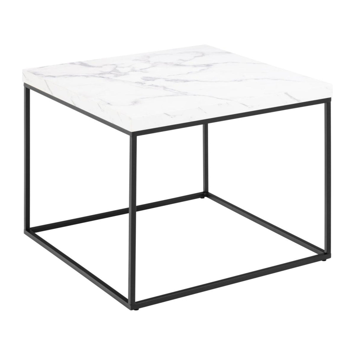 Barossa Couchtisch quadratisch – Tischplatte Marmor weiss Carrara rau Melamin